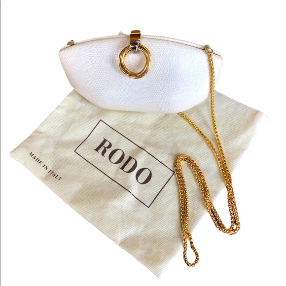 1980s RODO Italy Cocktail Ivory Clutch luxury shoulder bag - Picture 1 of 8